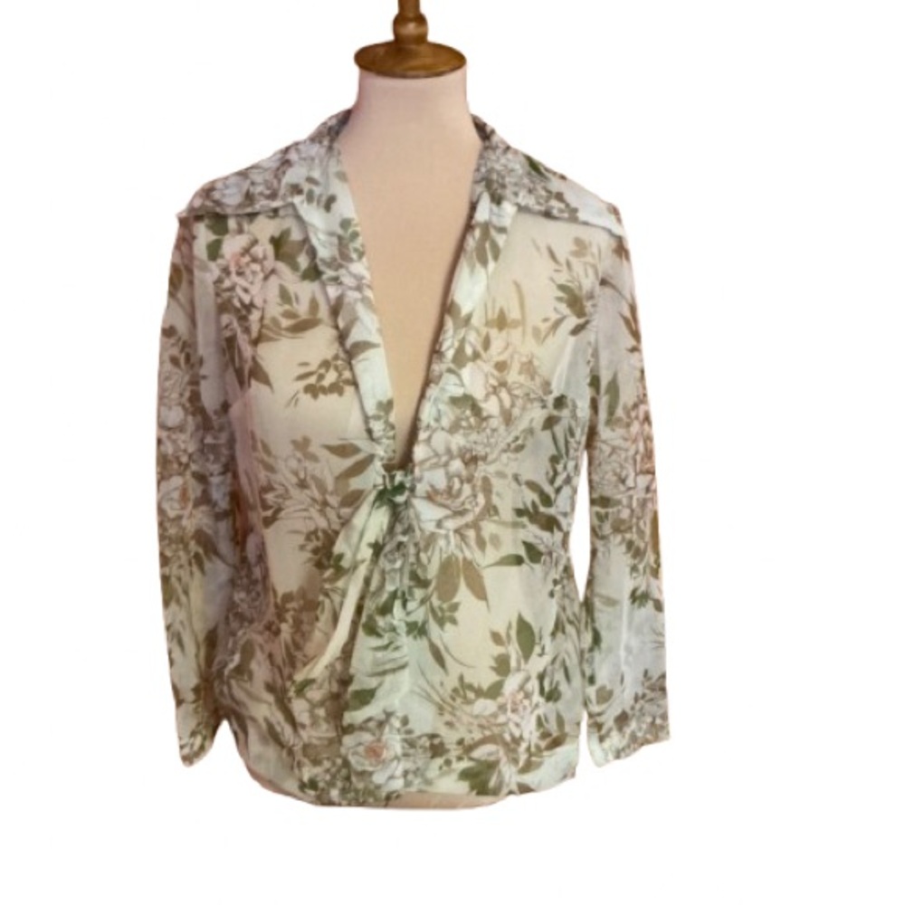 Vtg 70s sheer big collar cover up